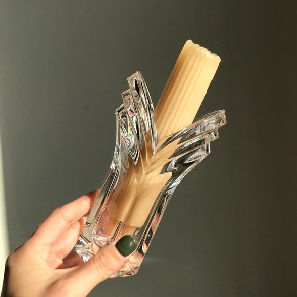 Vintage • 2 Art Deco Glass Candleholders